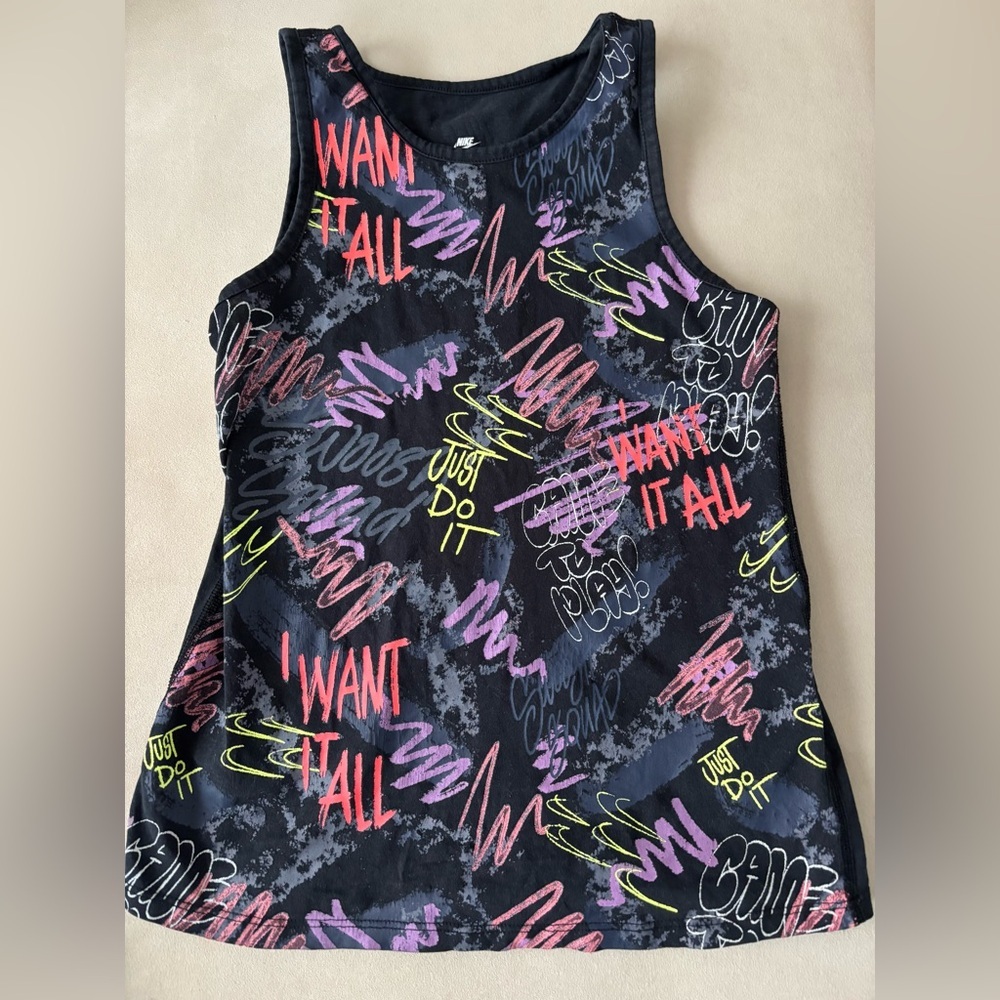 Nike Girls Size Small black colorful sporty tank top